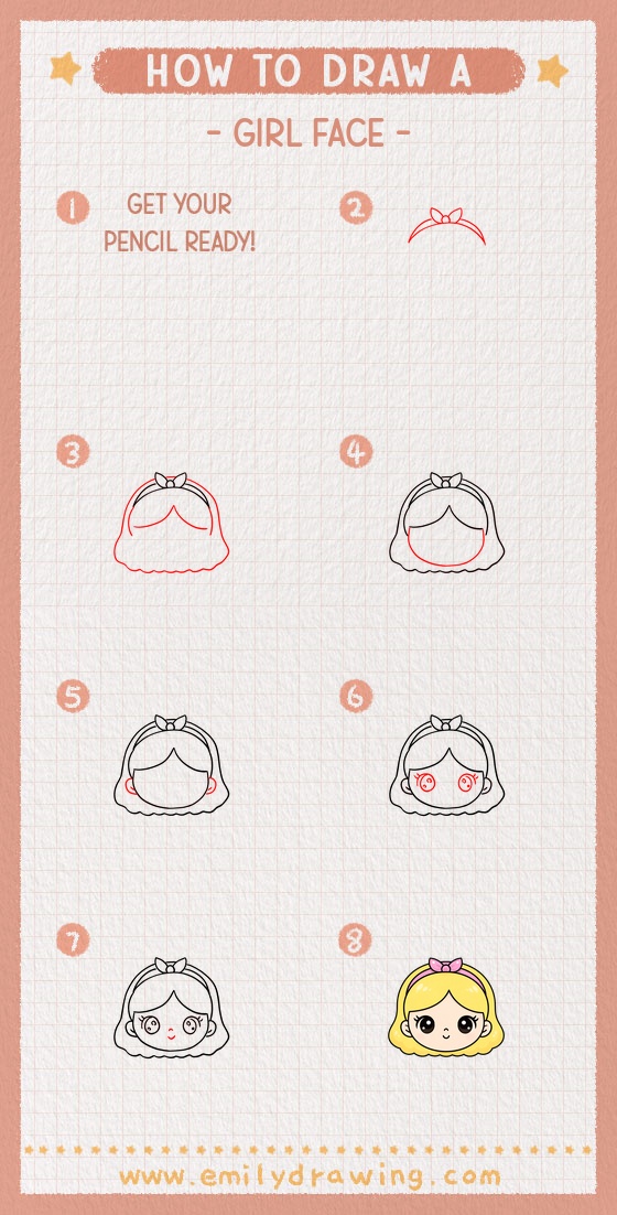 how to draw a girl face pinterest pin